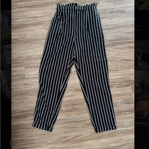 Pull&Bear Black and White Striped Trousers